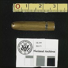 Bewijsstuk CE 399, de kogel waarmee Kennedy vermoord zou zijn.