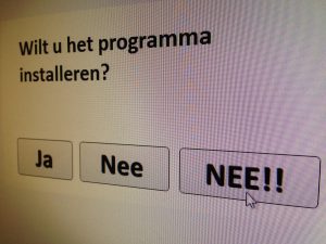 Installatiewizards krijgen een NEE!!-knop.